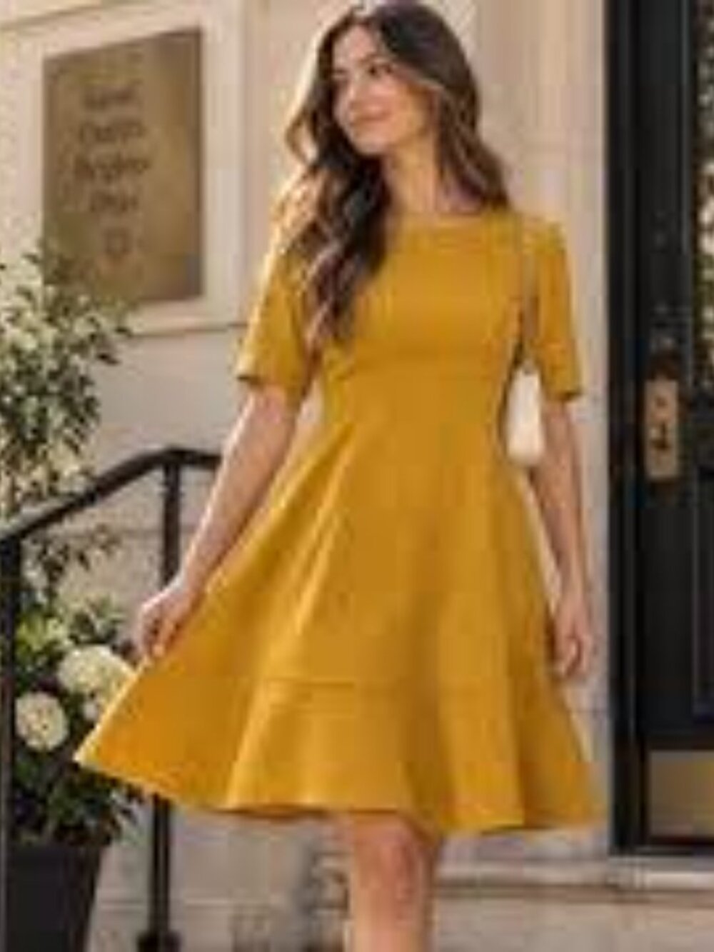 London Time Jacquard Fit and Flare Dress